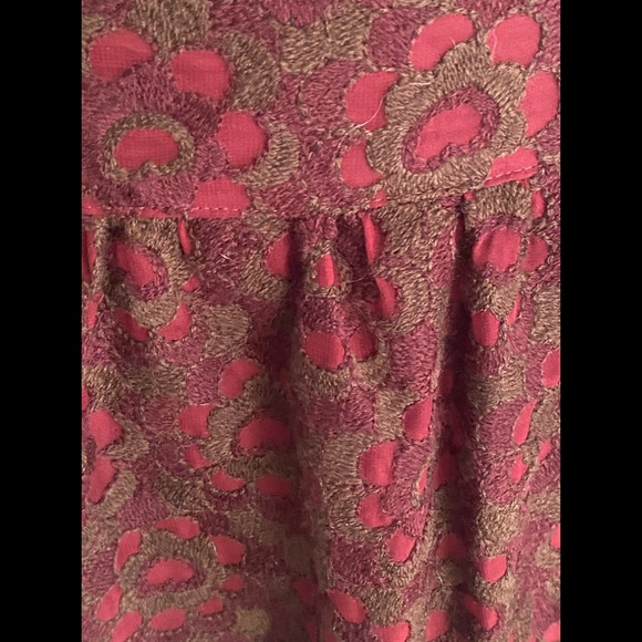 Cynthia Steffe Garnet Silk Skirt, Sheer overlay lined w-floral embroidery, 6 - Picture 2 of 6